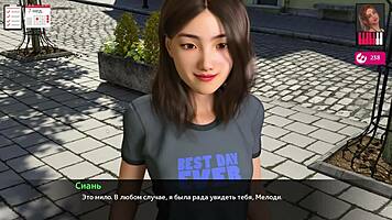 Melody's redhead petite body with natural tits in 3D gameplay.