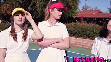 teens turn a tennis match into reverse gangbang!!