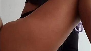 Cute Mexican Brunette Stops Dick with Feet