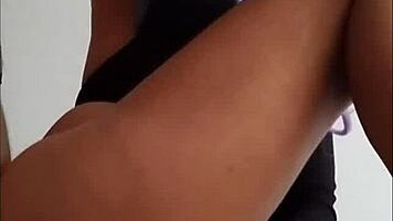 Cute Mexican Brunette Stops Dick with Feet