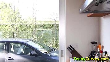 Amateur teen 18+ sucking cock in steamy bath scene