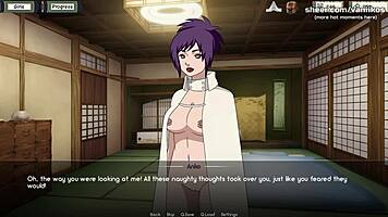 Naruto KUNOICHIS trainer busty teen anko mitarashi gets her TIGHT little pussy FUCKED and creampied by master naruto anime hentai porn game part 6