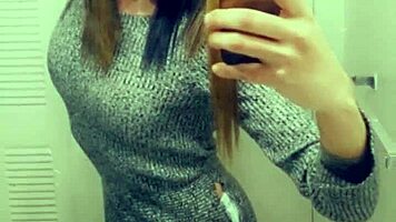 the pretty trans teen teases her cock with a blowjob in pov