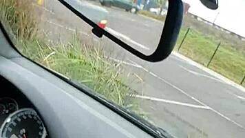 Why is that milf masturbating in her car?