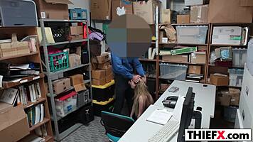 Is this pretty thief going to suck my cock in the garage?