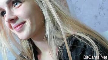 sexy petite blonde babe fingers her pussy on webcam with toys