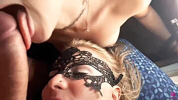 Two hot sexwives at home, teasing blowjob and sex