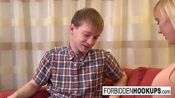 Big Boobed Babe Takes Step-Brother's Fat Cock