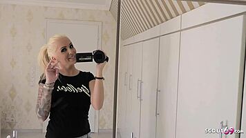 German amateur gives tight foot fetish jerk off instructions