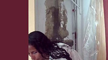 Hey, my skinny latina model showers then slips into sexy lingerie costume 😍