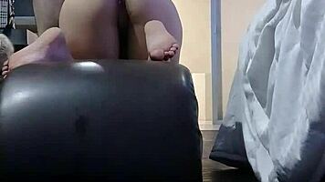 latina teen arched for couch blowjob