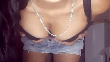 Latina Wife Sends Secret Videos of Dildo Play with Double Penetration Under Her Skirt to Friend's Husband