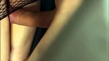 does she cum hard on that big cock in stockings and heels?