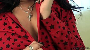 Emo Emily casually shows her tits and ass.