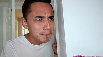 Stepmom's swollen pussy gets pumped hard by teen 18+ in intense blowjob session with mother-in-law roleplay