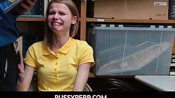 Security officer, how do you use a scared skinny teen 18+ as your sex doll?