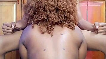 My stepsister drags me to the chair for riding big black cock.