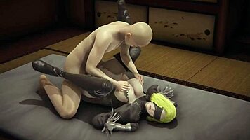 Android c18 dressed as 2b shakes her ass in stunning full hentai video