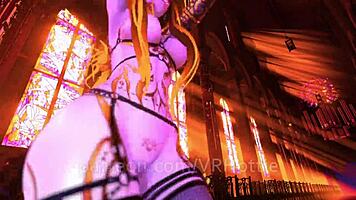 sexy succubus delivers intense face ride and lewd lap dance at church in vrchat erp