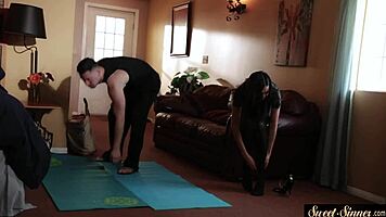 Gorgeous Stepsister Relaxes After Yoga Class
