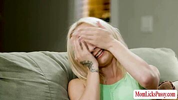 stepmom surprises her hot stepteen with lesbian sex, kissing and face sitting