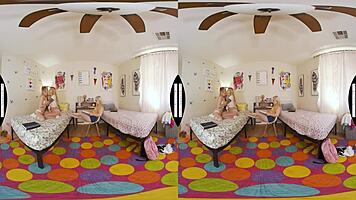 i'm watchin these blonde co-eds playin and takin turns on the big cock