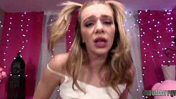 teen 18+ slut tiffany watson seduces her step dad in baddaddypov, bending over for doggystyle pussy pounding