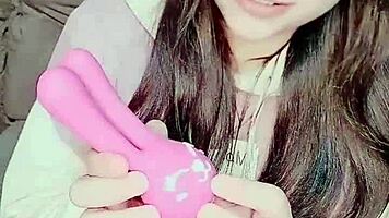 curious teen 18+ masturbating with bunny toy