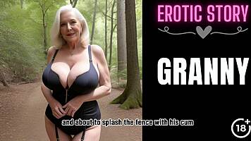 Granny shares erotic sex with horny gilf in garden