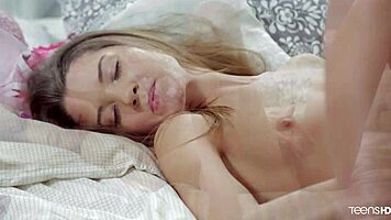 Sweet tini strips and masturbates