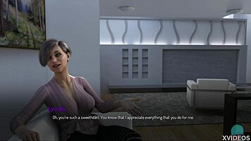 Boss wife flaunts her curvy tits for the game