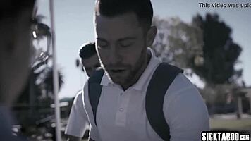 Crazy babe gets used by two friends with big cocks