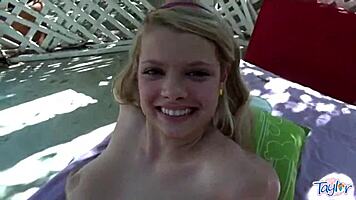 teen lesbian licks pussy after fingering petite blonde babe with dildo