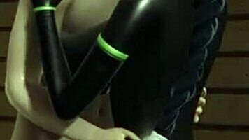 Ladynoir fucked hard by Mister-Bug in cartoon latex costume