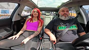 DRIVING through Sao Paulo streets with NAKED redhead in car - Ginger Smith