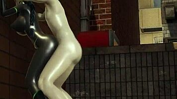 Ladynoir fucked hard by Mister-Bug in cartoon latex costume