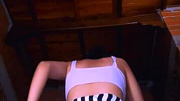 Slim university student seduces lover with skilled passion in apartment