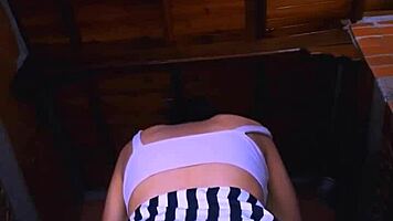 Slim university student seduces lover with skilled passion in apartment