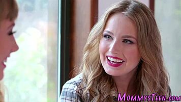 Horny cougar enjoys oral pleasure from eager teen lesbian