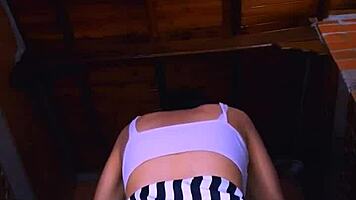 Slim university student seduces lover with skilled passion in apartment