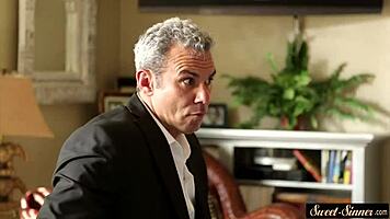 classy stepdaughter gets pussyfucked by stepdad in erotic roleplay