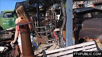 new teen 18+ flashing in public outdoor setting with amateur vibes