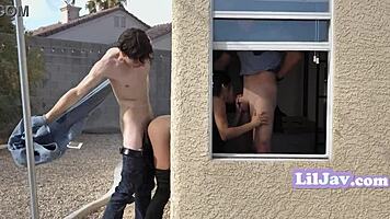 hey, check out this asian pizza delivery teen ember snow getting interracial group action 😏