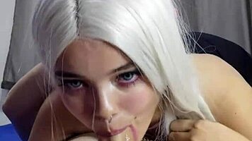 Blonde teen blows in 69 position!