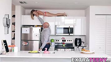 Small teen kara lee with natural tits ravaged by huge cock in pov