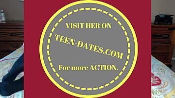 shy brunette babe fingers herself to orgasm in solo masturbation