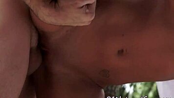 Pussylicked Young 18+ Model Rides Cock Outdoors