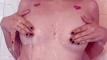 Amateur Petite 18+ Teen Fingering in Shower Striptease