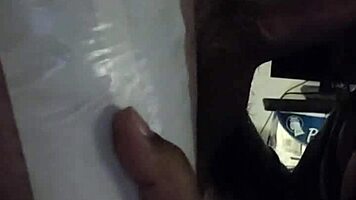 Intense interracial cumshot on college teen's big natural asian tits