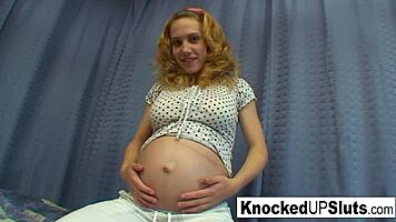 Knocked Up Teen 18+ Plays Naughty with Glass Toy